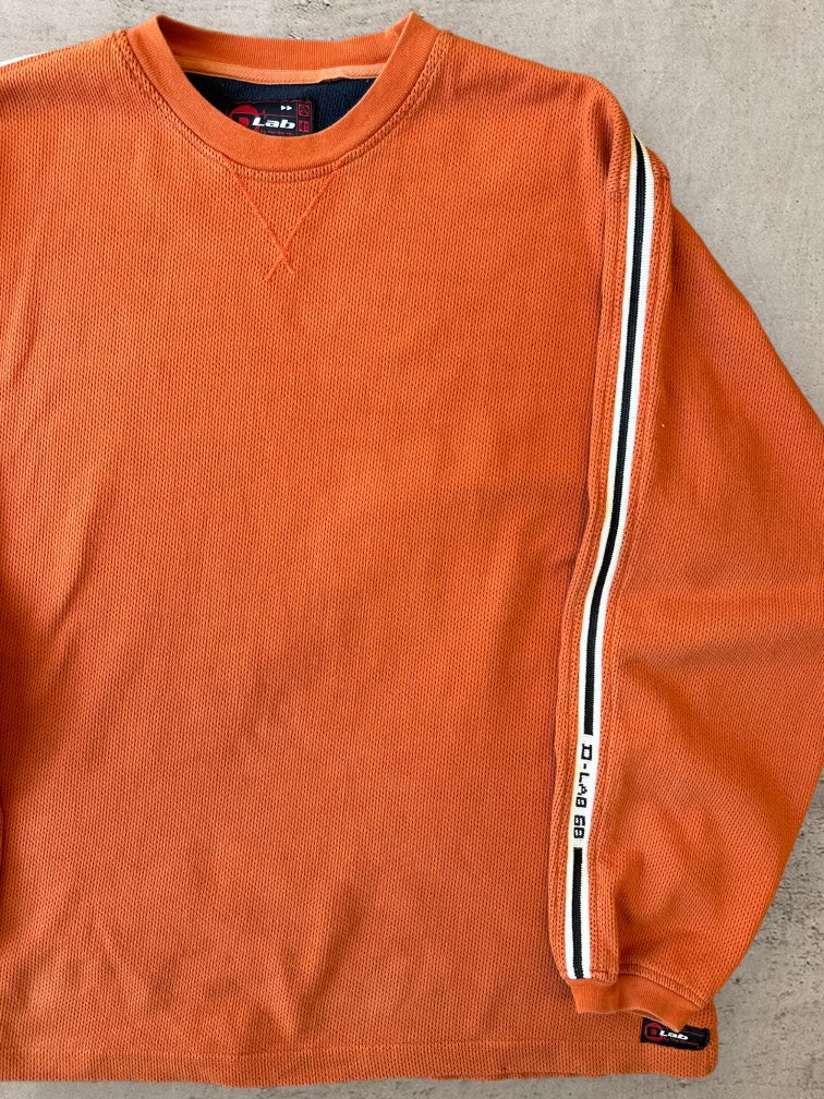 00s D-Lab Orange Striped Thermal Long Sleeve T-Shirt - XL