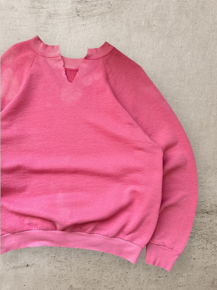 90s Faded Pink Cut Crewneck - Large