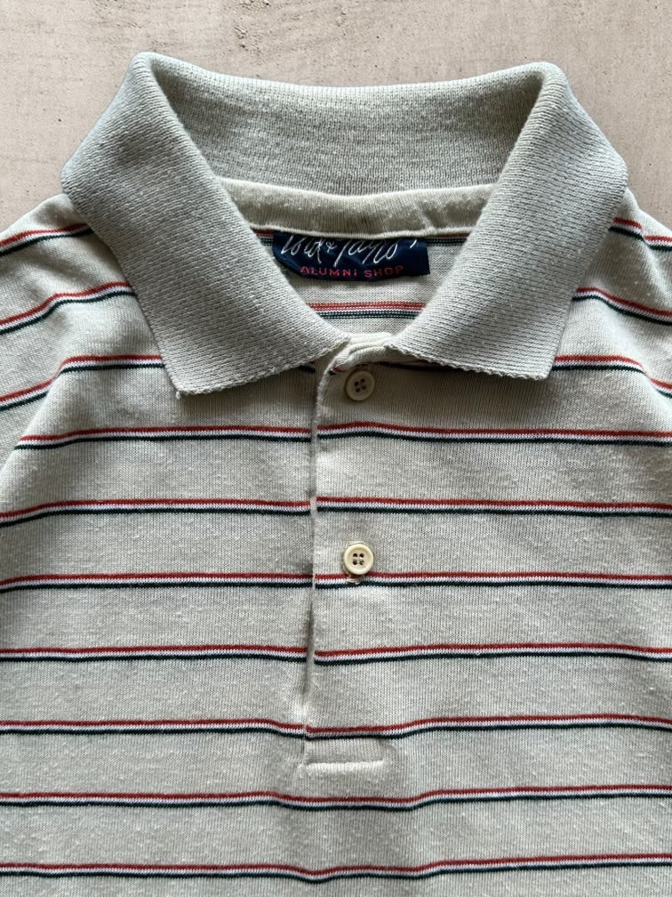 80s Striped Polo Shirt - Small