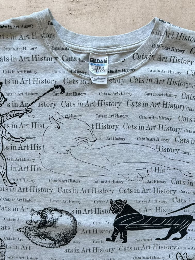 90s Cats in Art History AOP Graphic T-Shirt - Large