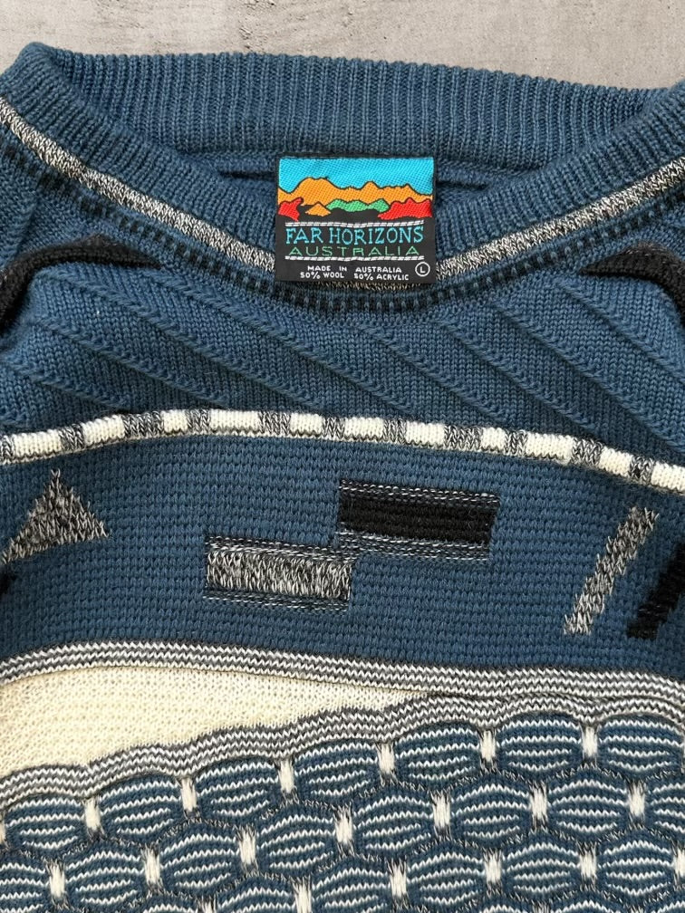 90s Far Horizon Australian Multicolor Wool Knit Sweater - XL