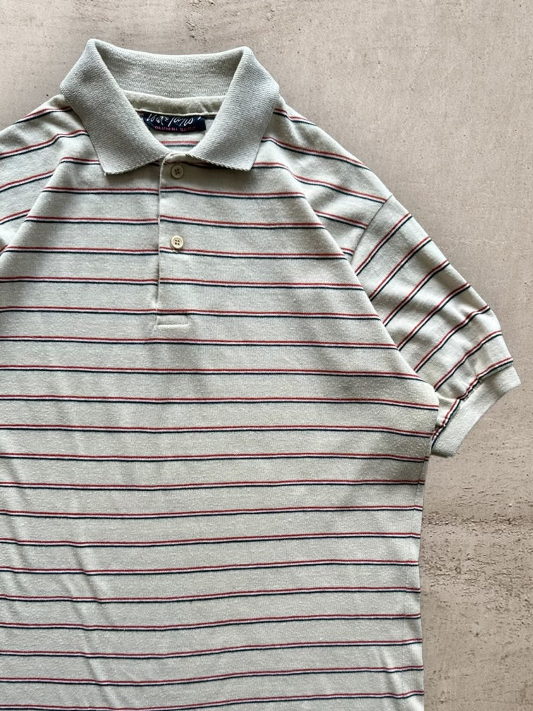 80s Striped Polo Shirt - Small