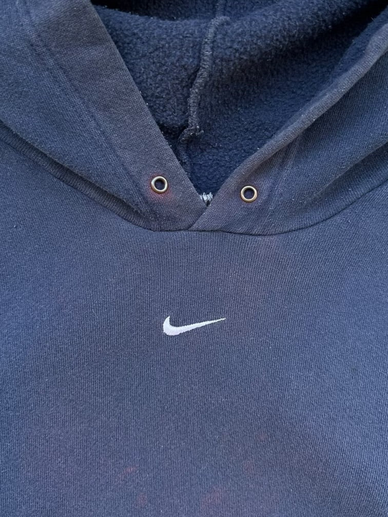 00s Nike Center Swoosh Navy Blue Hoodie - XL