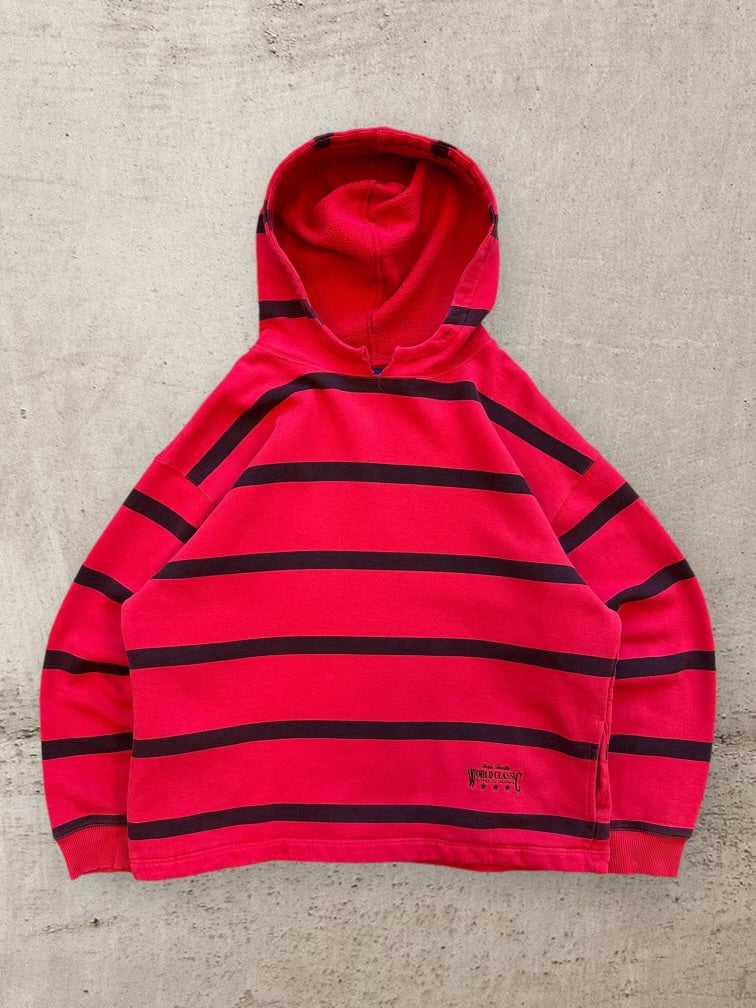 00s Gap Red & Black Striped Hoodie - XL