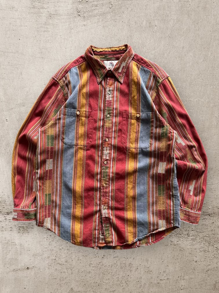 90s The Territory Ahead Multicolor Striped Button Up Shirt - XL