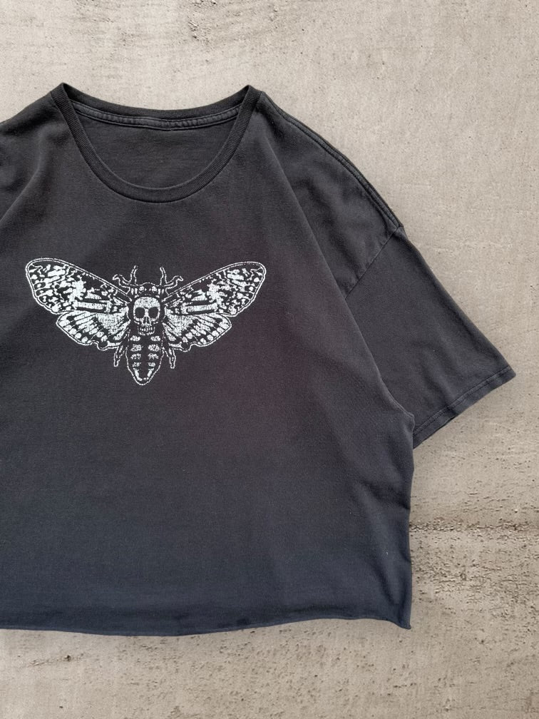 00s Death Head Moth Cropped Graphic T-Shirt - Large