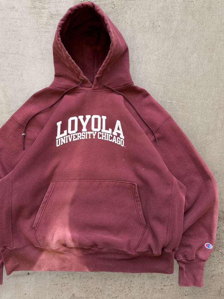 00s Champion Loyola University Faded Hoodie - XL
