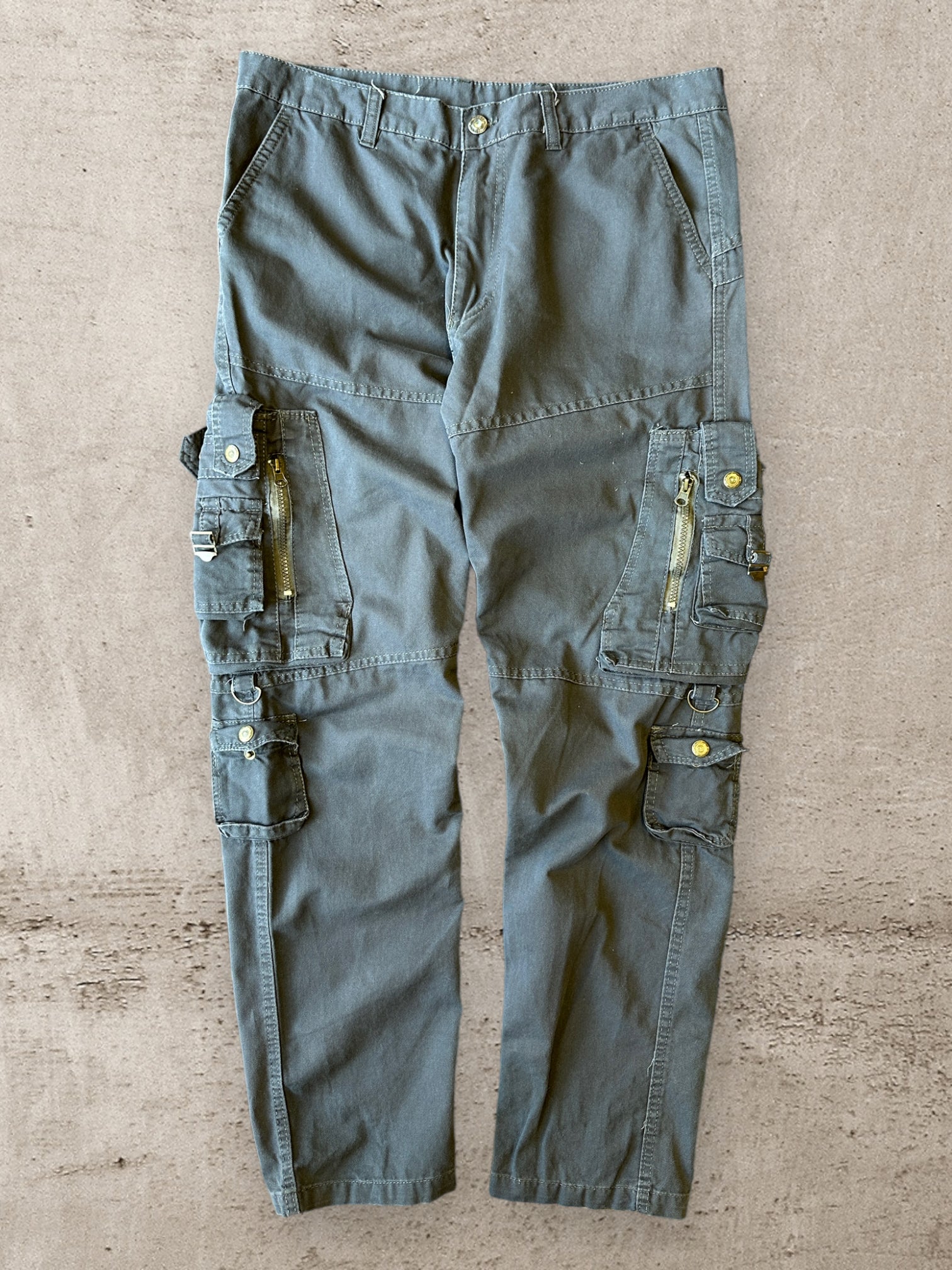 00s Grey Tactical Multi-Pocket Cargo Pants - 34x31