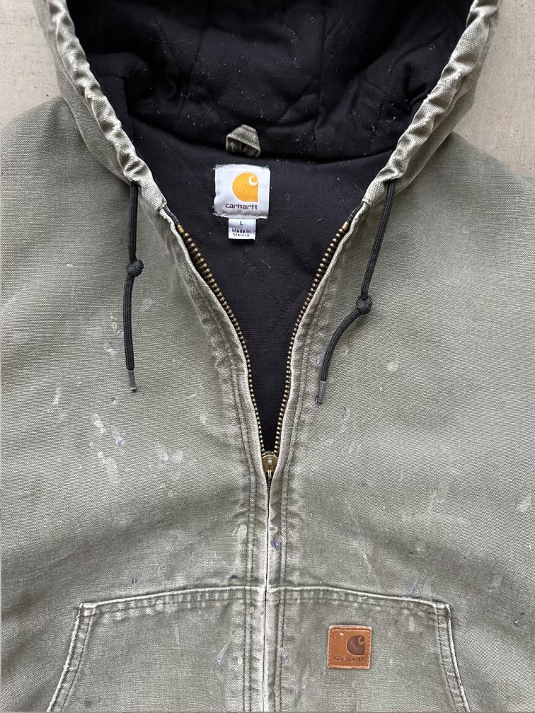 00s Carhartt Faded & Distressed Hooded Jacket - Large