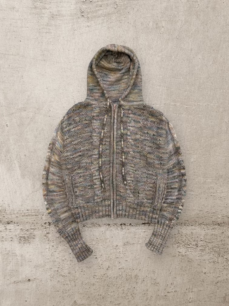 90s Hunt Club Multicolor Knit Hoodie - Small