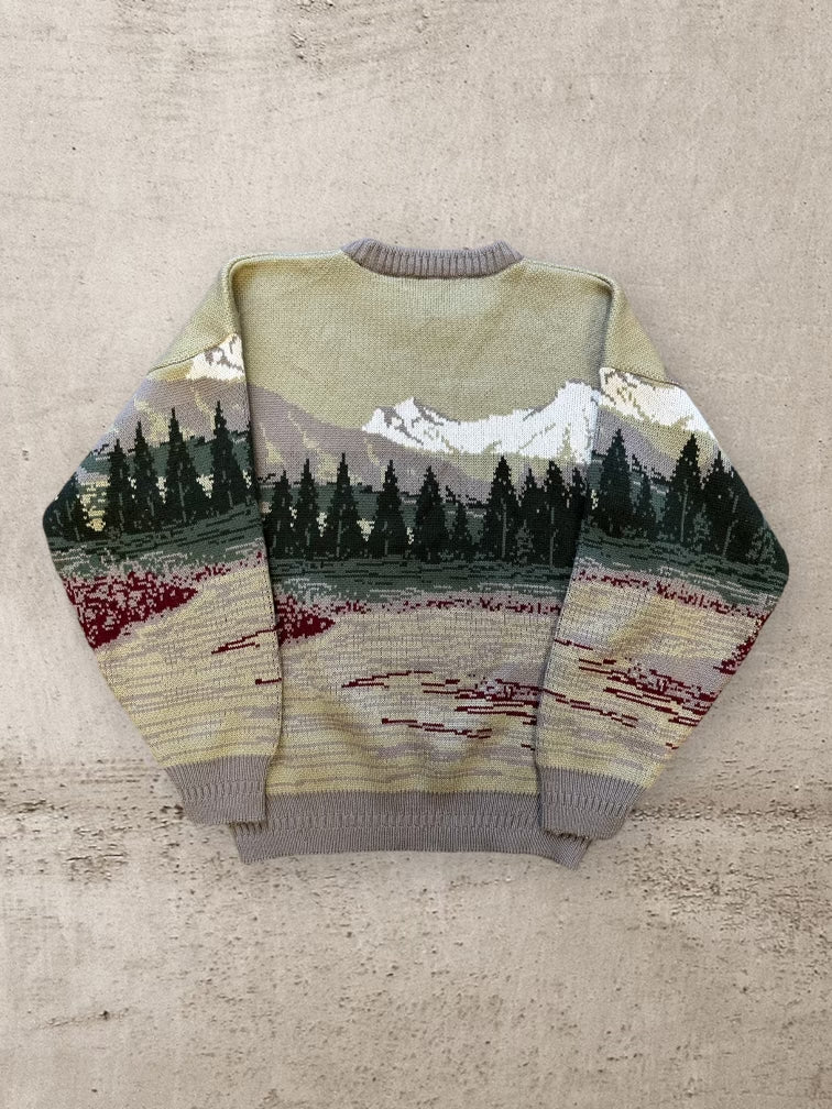 90s North Winds Multicolor Nature Knit Sweater - Large
