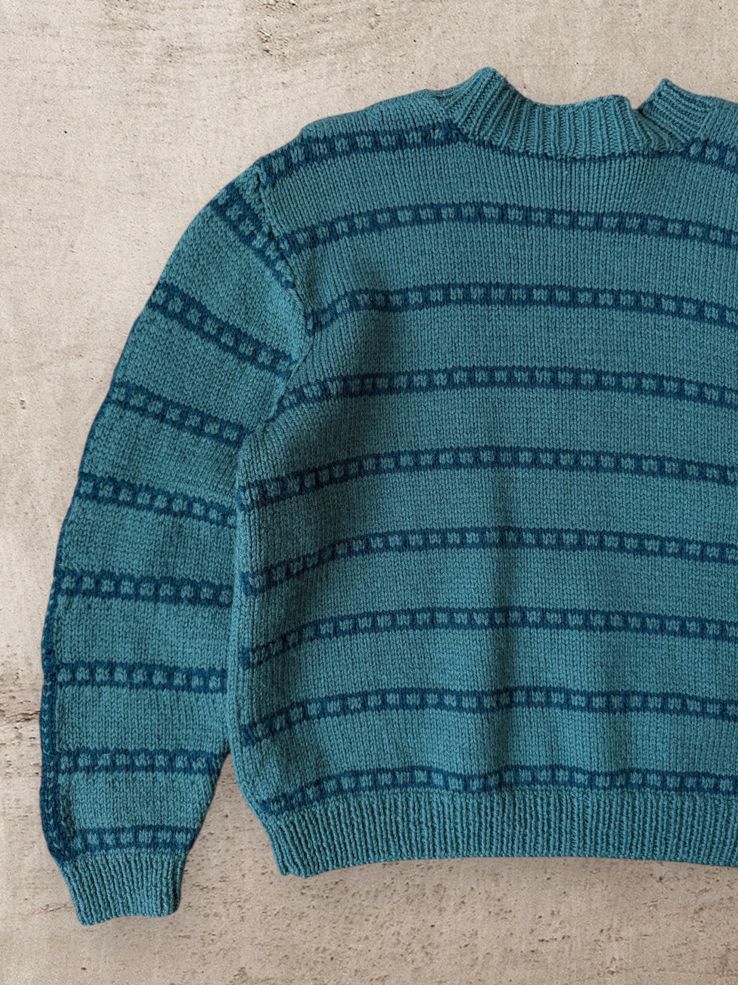80s Two Patterned Wool Knit Sweater - XXL