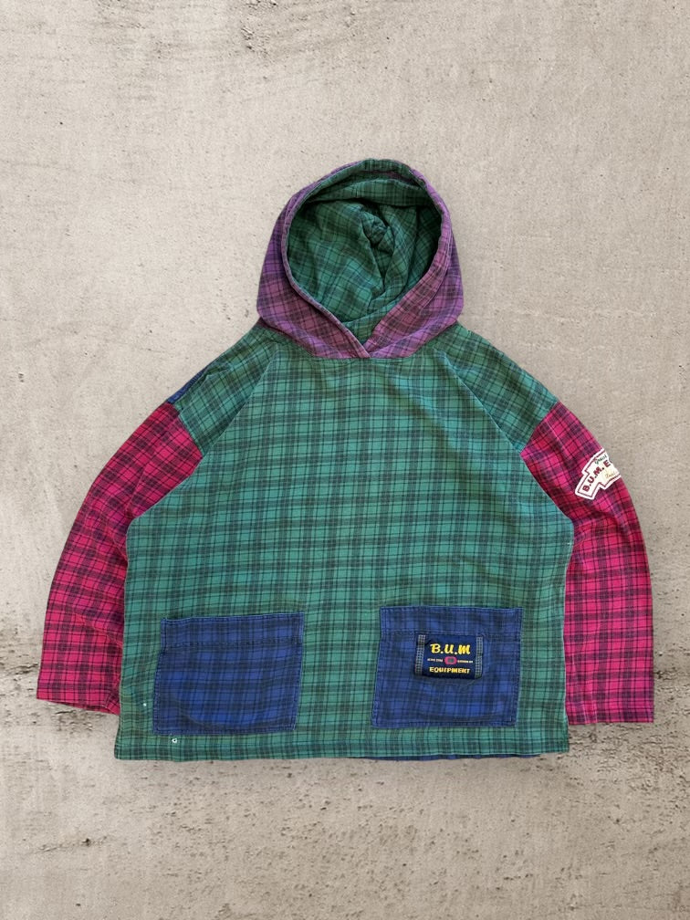 90s Bum Equipment Color Block Plaid Hoodie - XL