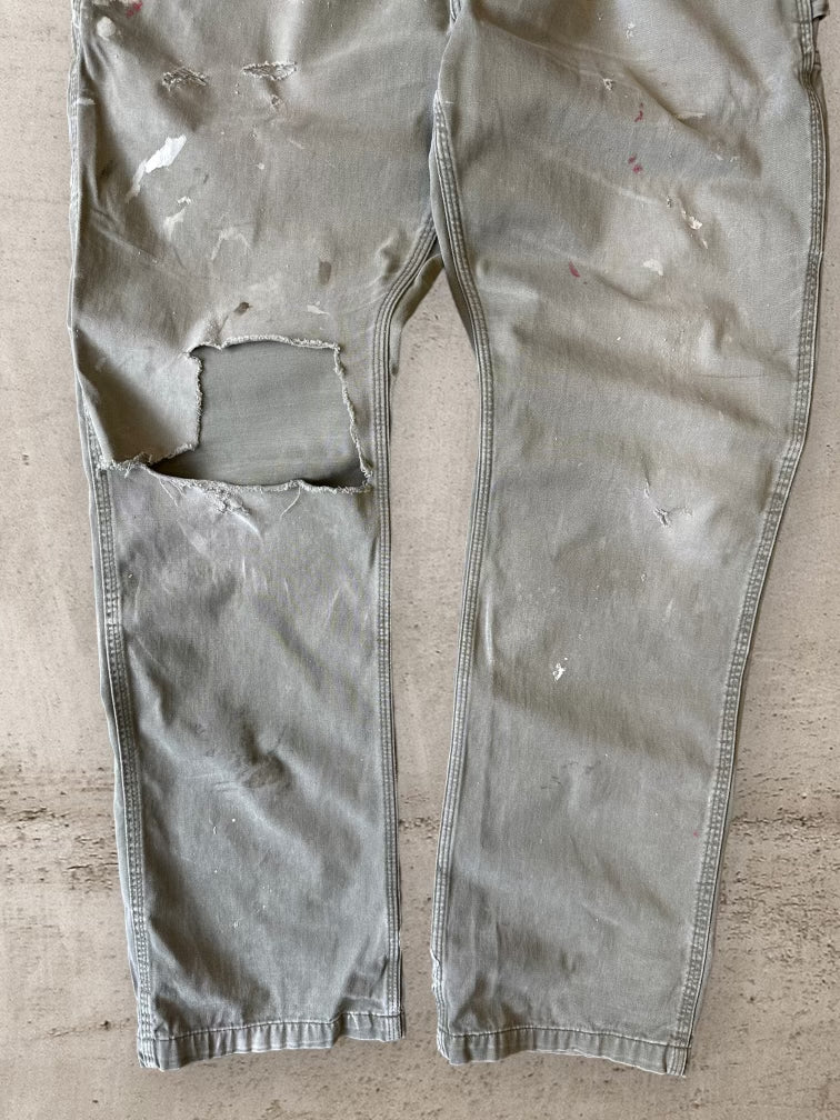 00s Carhartt Olive Green Distressed Carpenter Pants - 35x33