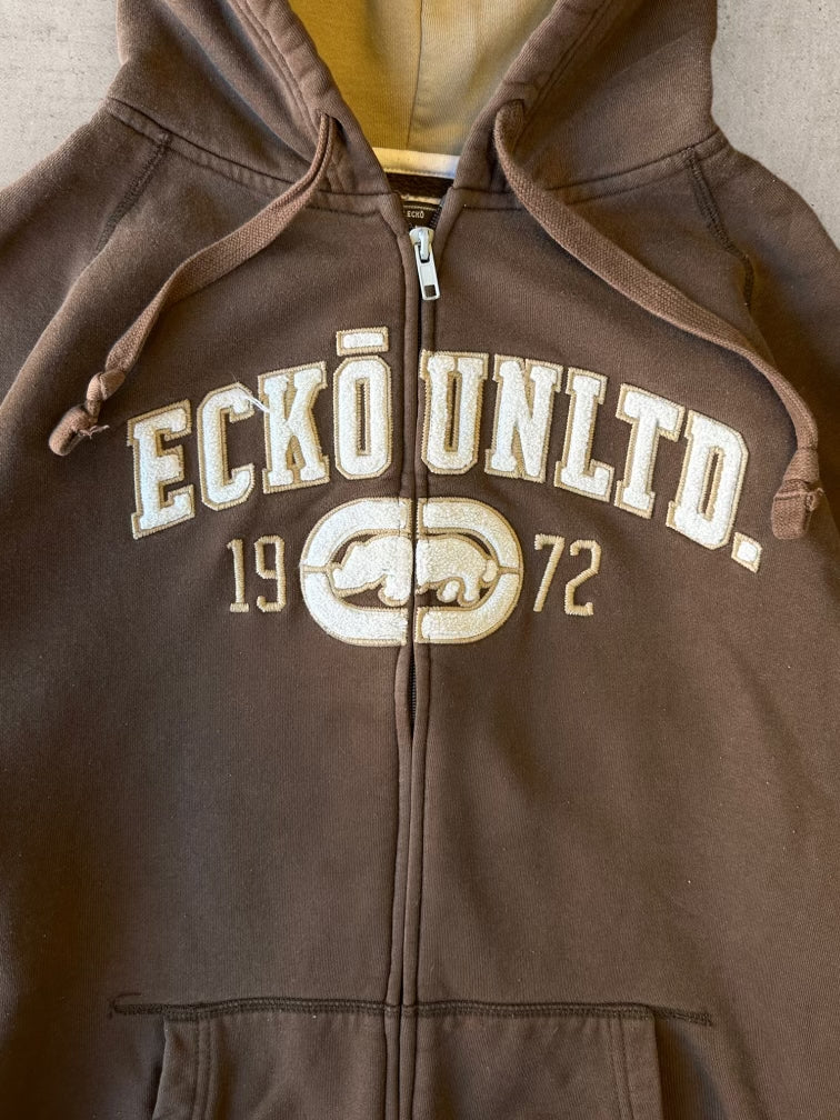 00s Ecko Unlimited Brown Zip Up Hoodie - Large