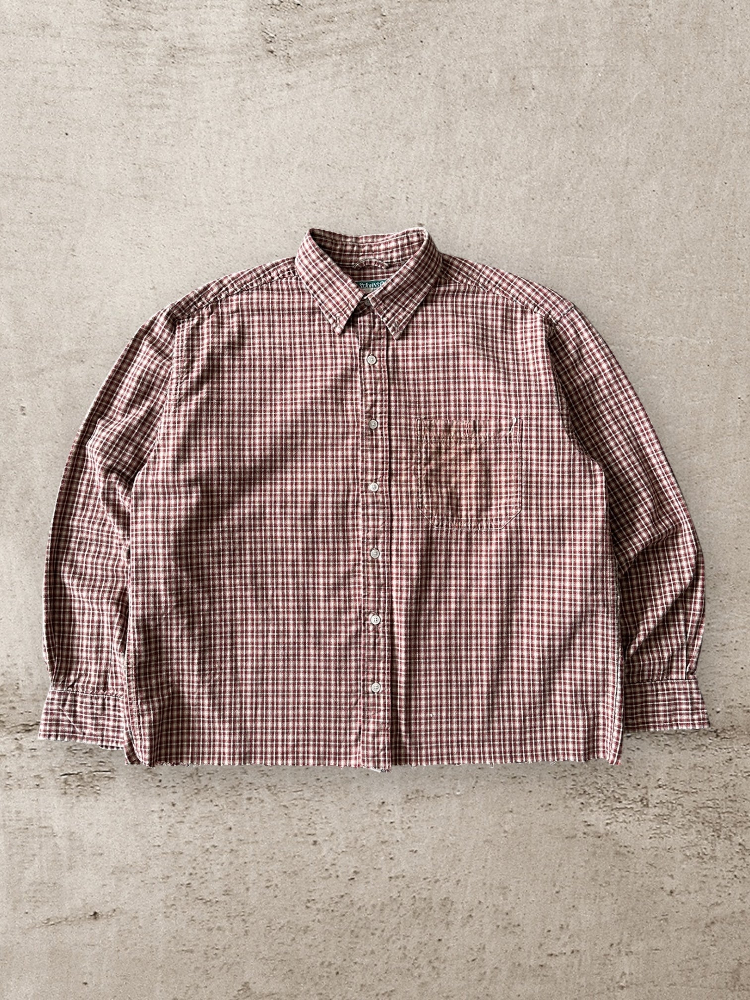 00’s St John’s Bay Plaid Cropped Flannel Shirt - Large