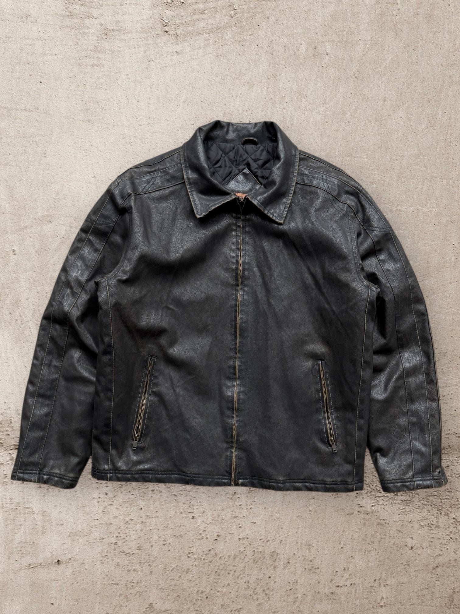 00s Arizona Striped Monotone Leather Jacket - Large