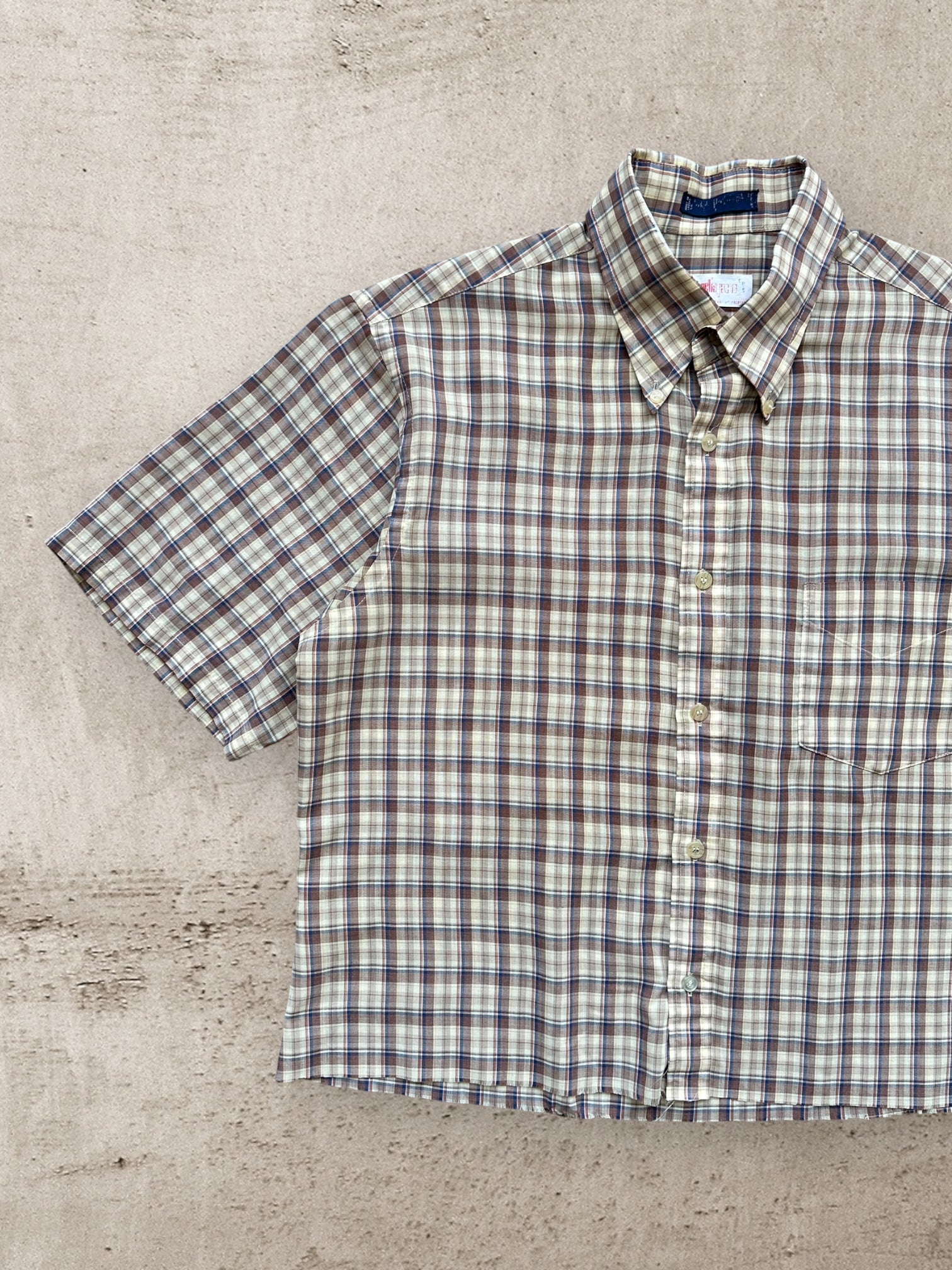 90s Plaid Cropped Button Up Shirt - Medium