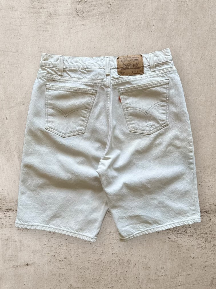 90s Levi’s 550 Orange Tab Cream Shorts - 32