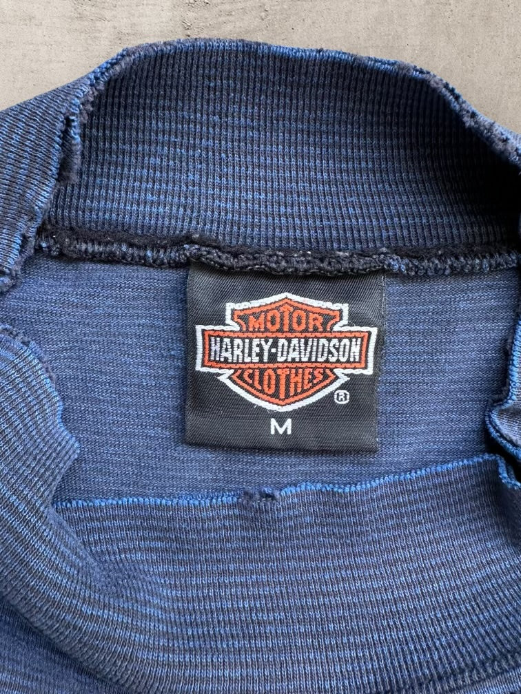 90s Harley Davidson Taz Distressed Mock Neck Shirt - Medium