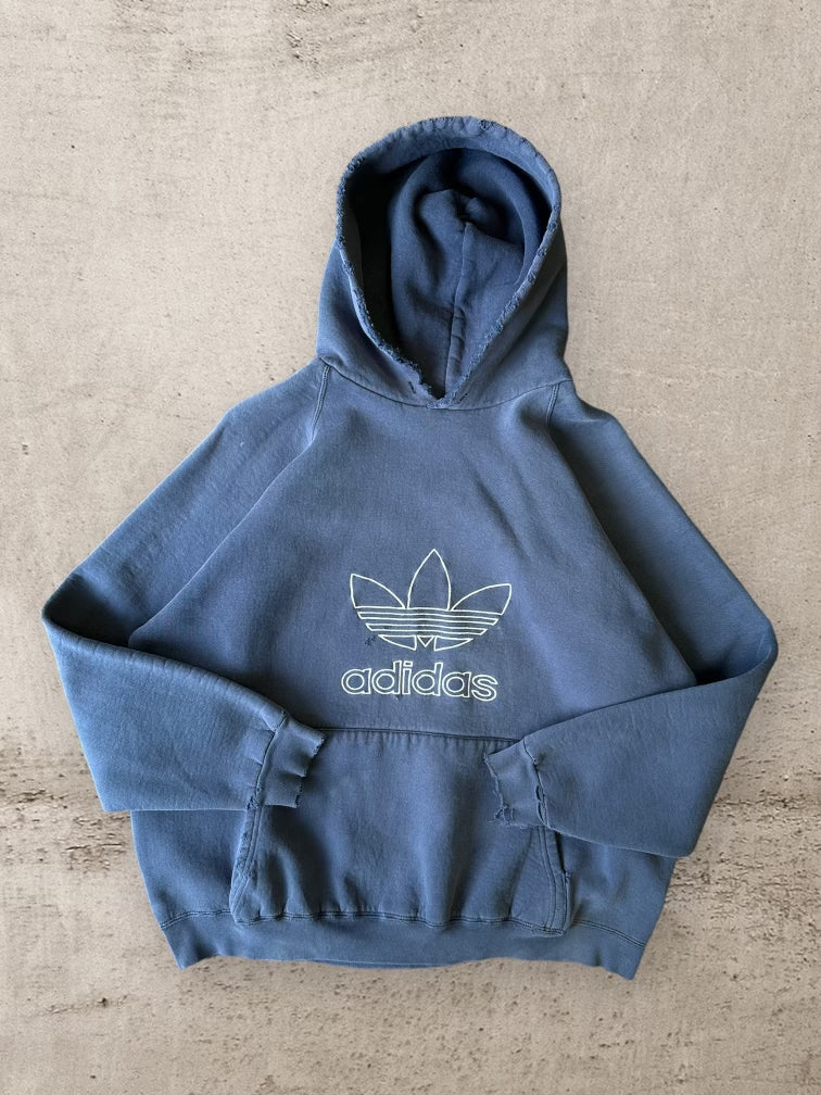 90s Adidas Navy Blue Embroidered Hoodie - XL