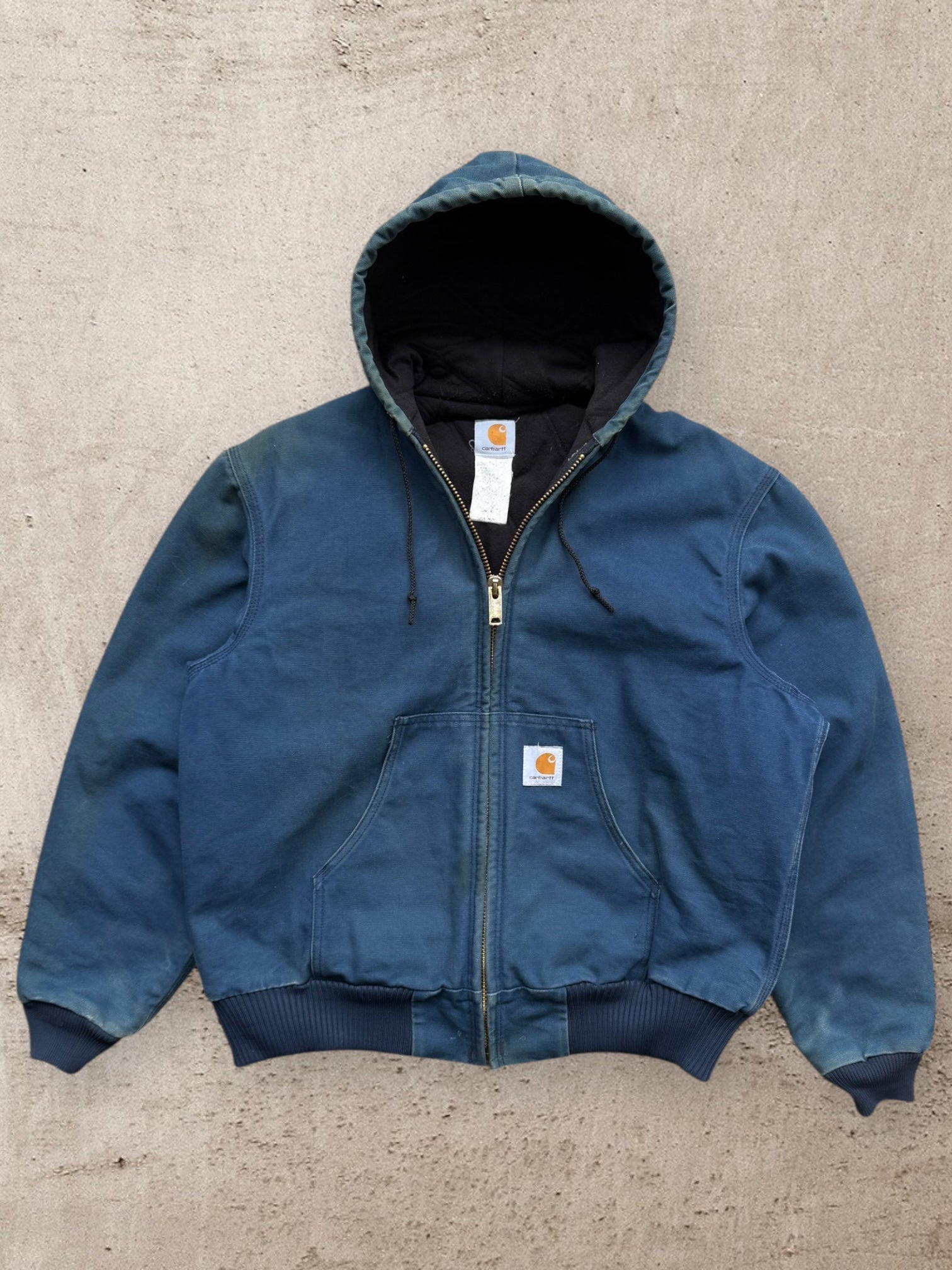 90s Carhartt Blue Hooded Jacket - Large