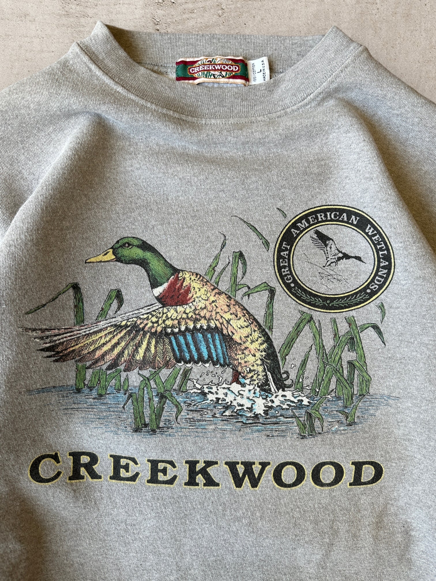 90s Creekwood Great American Wetlands Beige Crewneck - Large