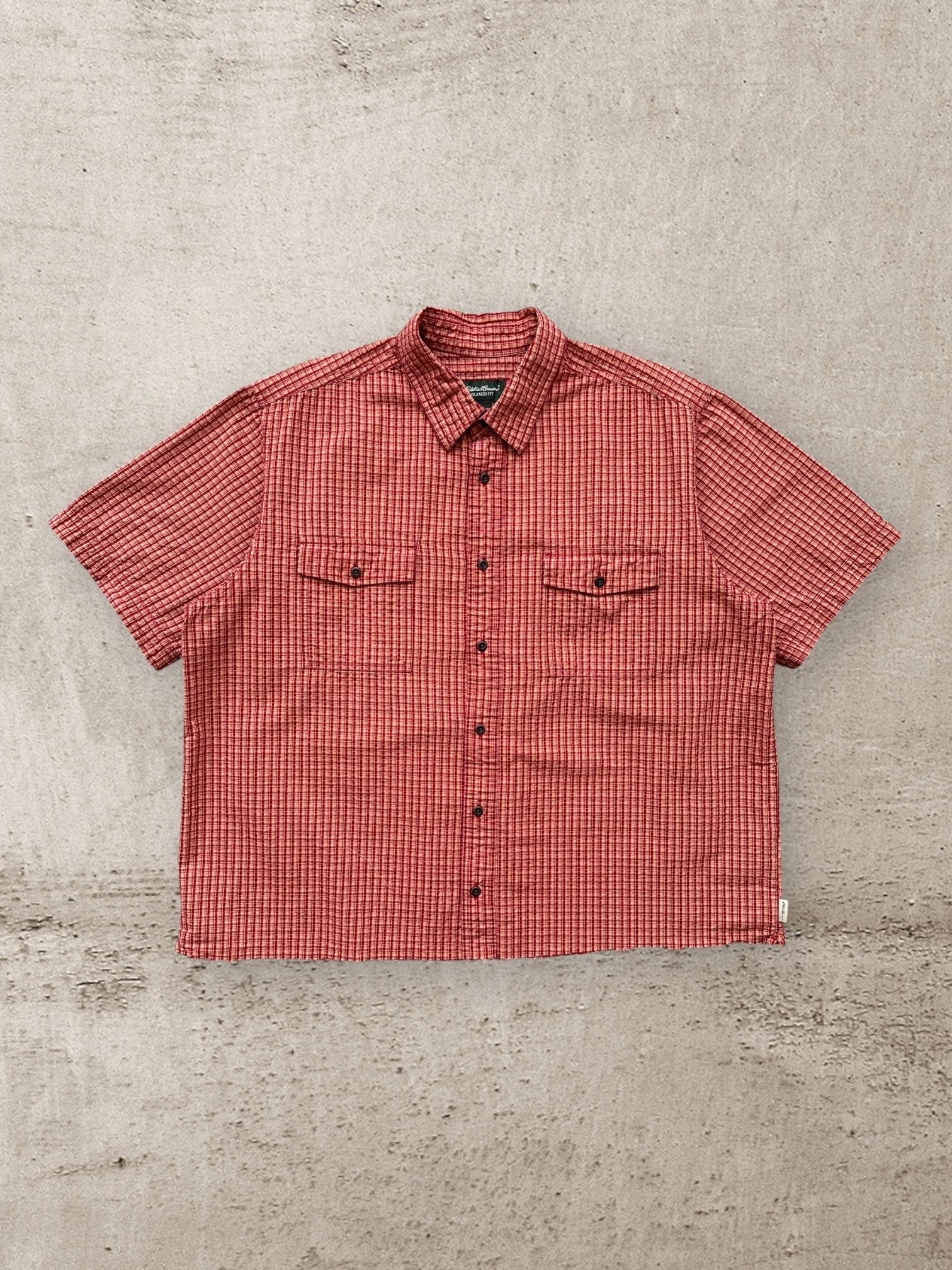 00s Eddie Bauer Plaid Cropped Button Up Shirt - XL
