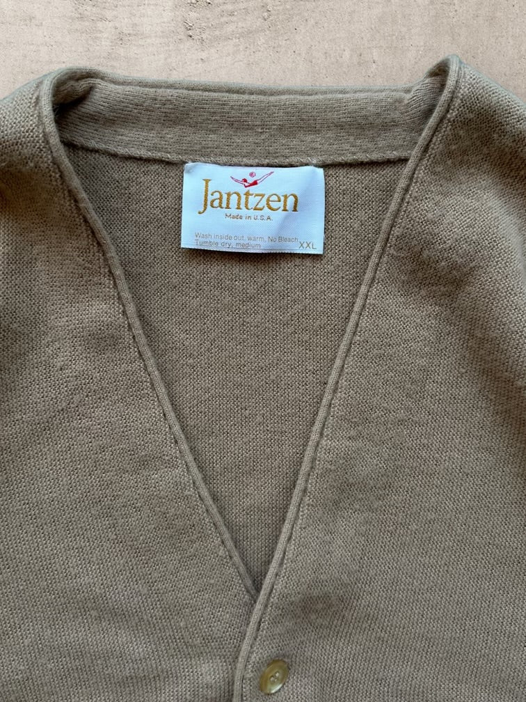 80s Jantzen Tan Knit Cardigan - XL