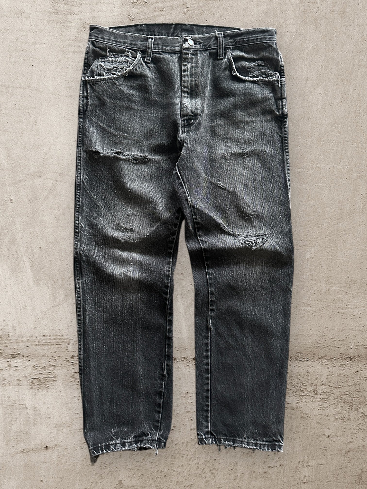 90s Rustler Distressed Black Denim Jeans - 36