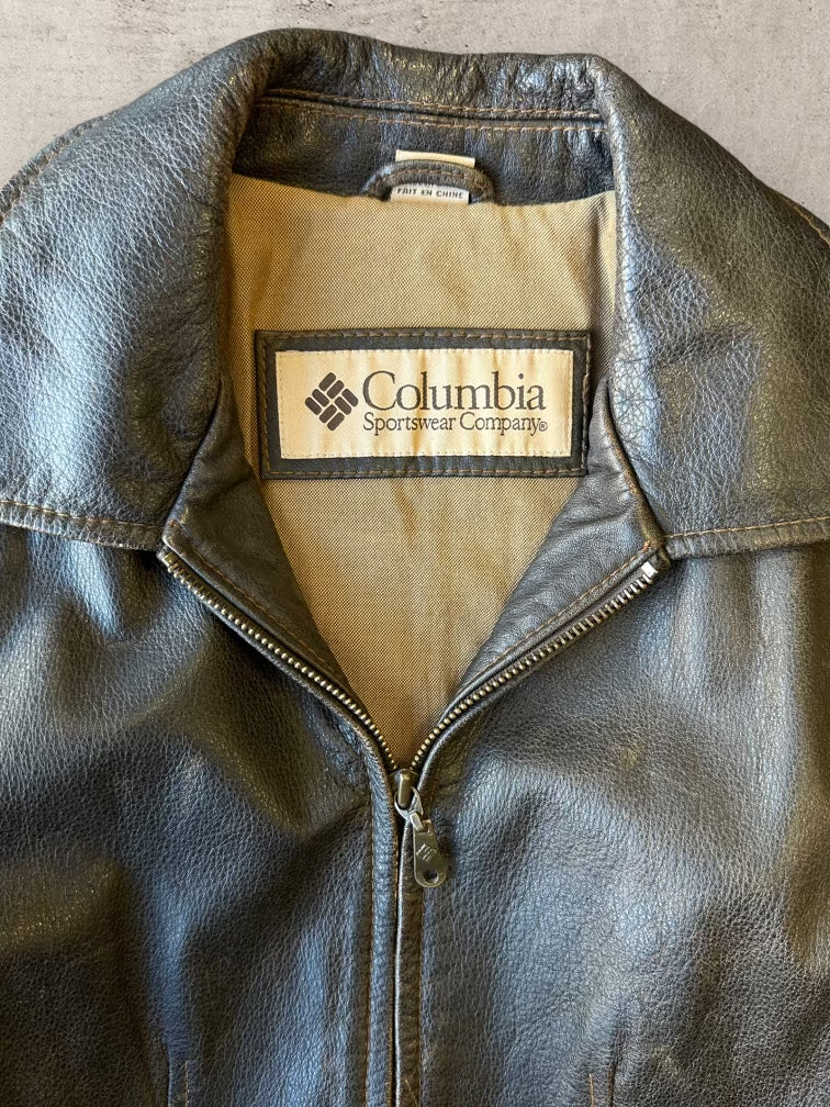 90s Columbia Brown Leather Jacket - Small