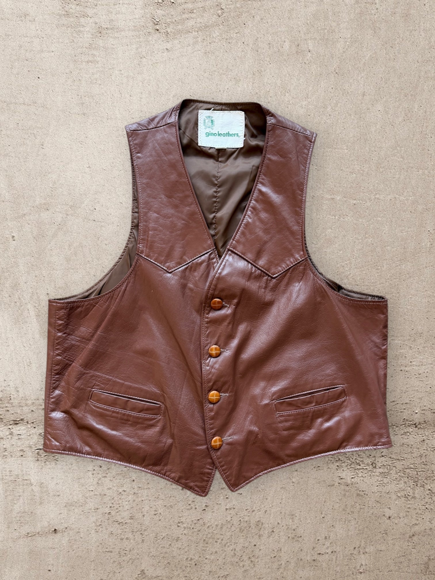 70s Ginos Leather Vest - XL