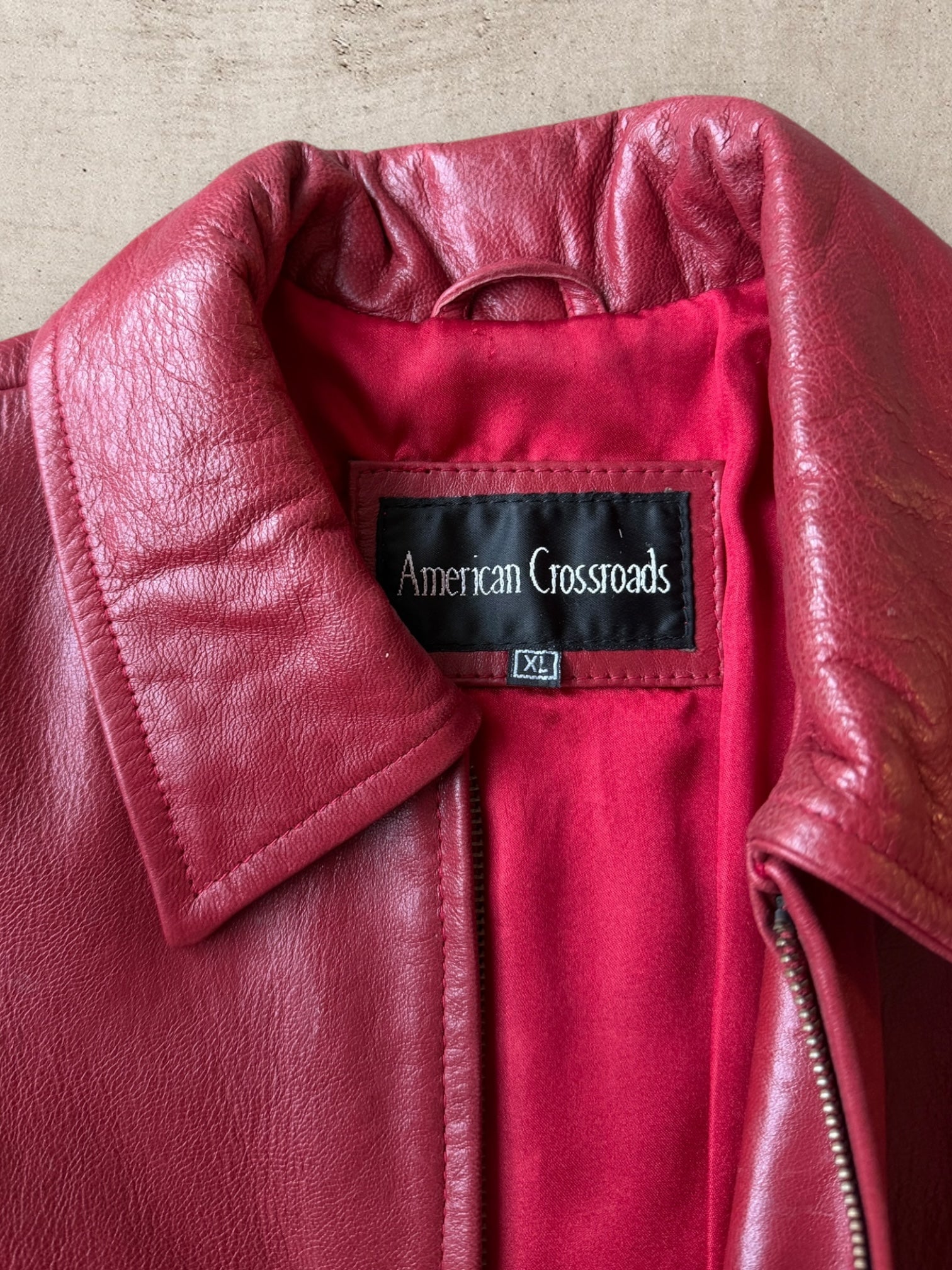 90s American Cross Roads Leather Jacket - Medium