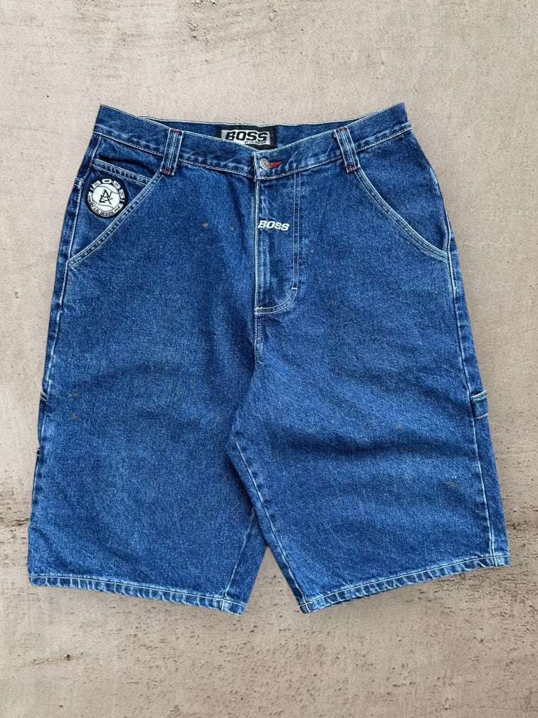 90s Boss Baggy Denim Carpenter Shorts - 34