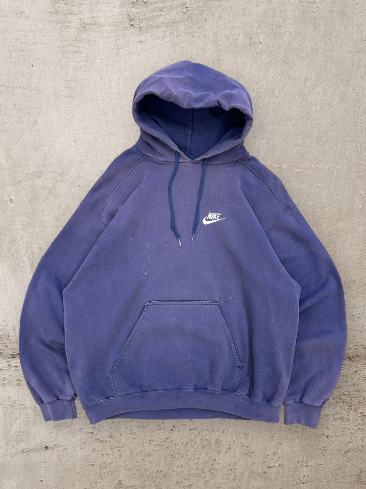 90s Nike Faded Blue Hoodie - Large
