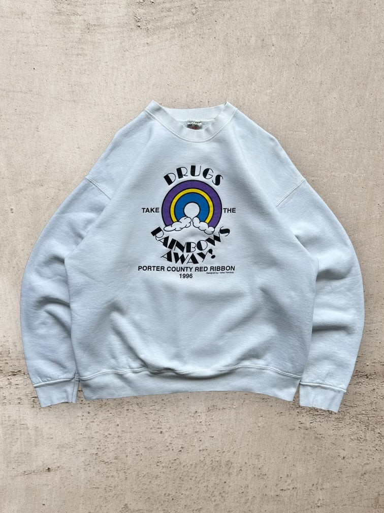 90s Drugs Take The Rainbow Away Graphic Crewneck - XL