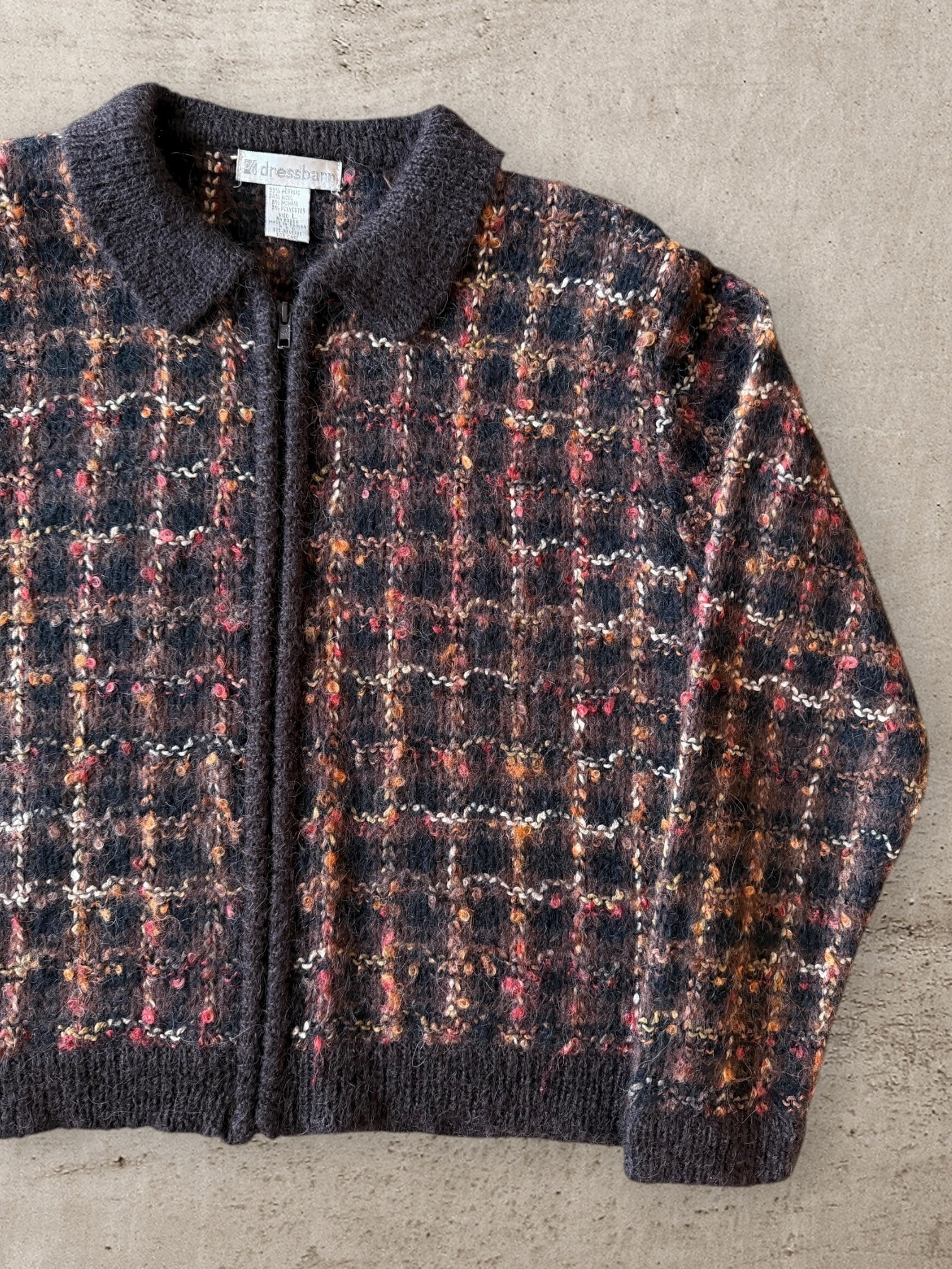 90s Dressbarn Wool Zip Up Sweater - Medium