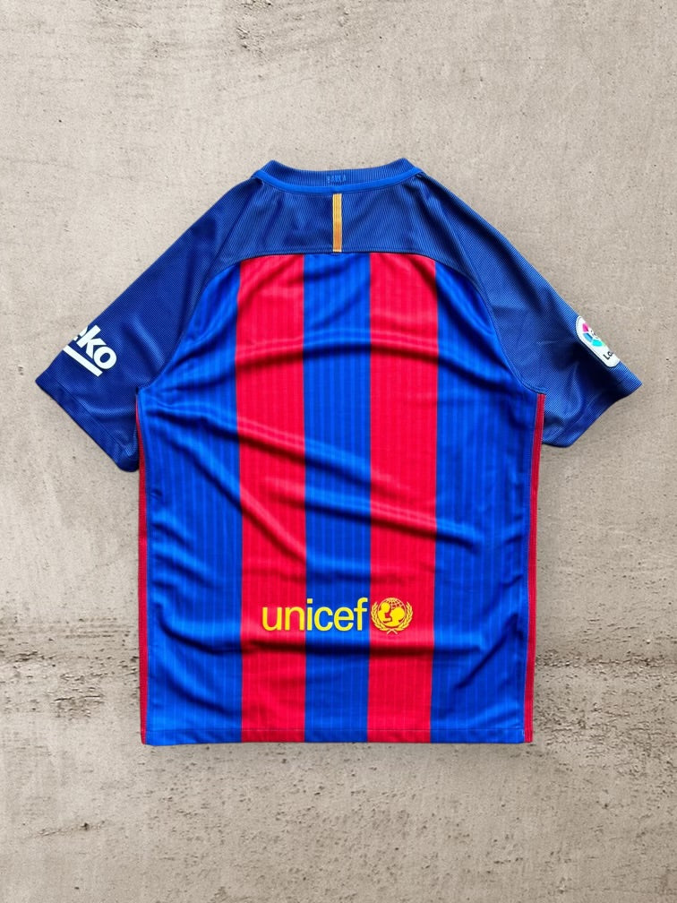 00s Nike Barcelona Striped Soccer Jersey - Medium