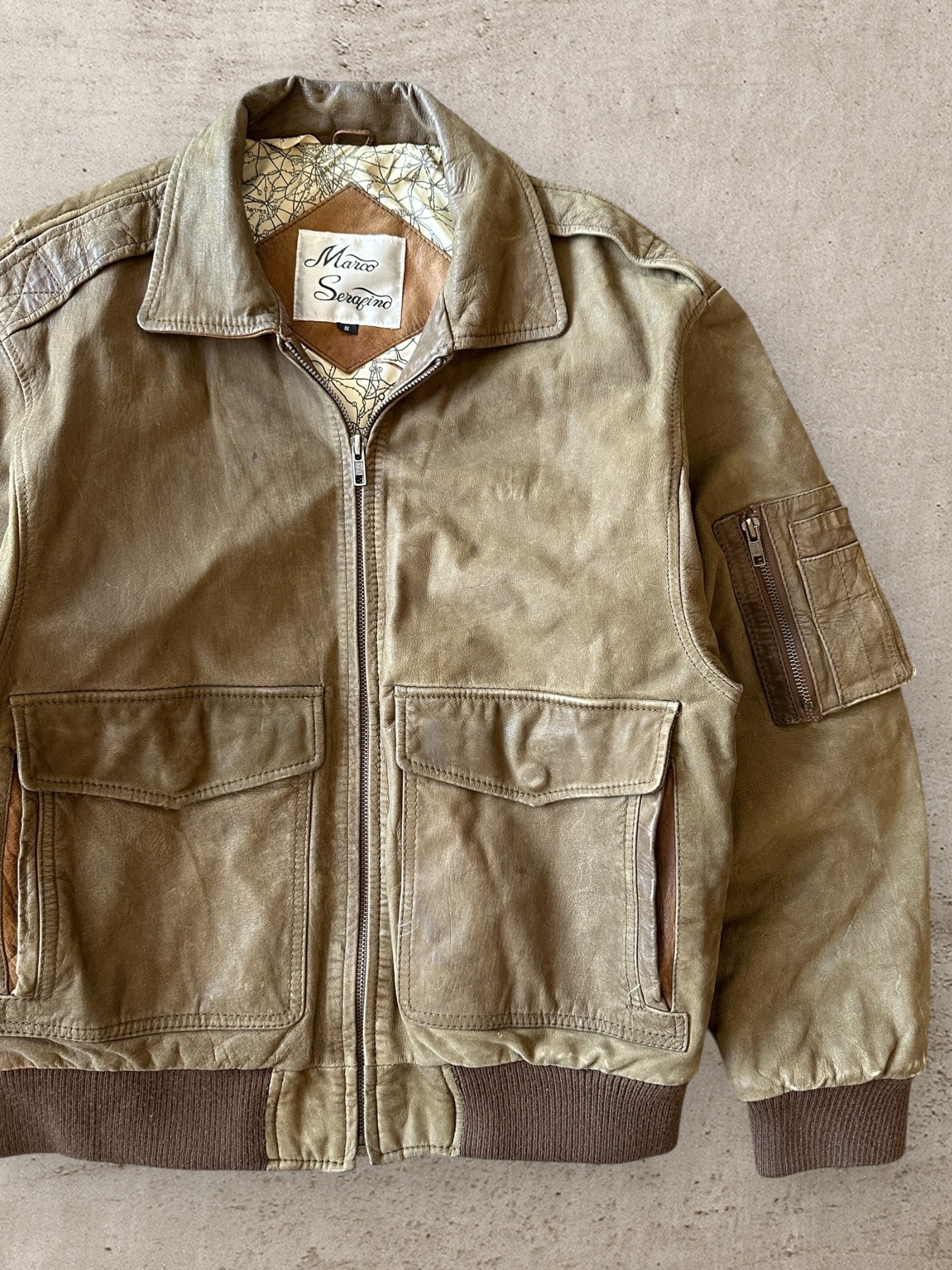 80s/90s Marco Seragino Bomber Leather Jacket - Small