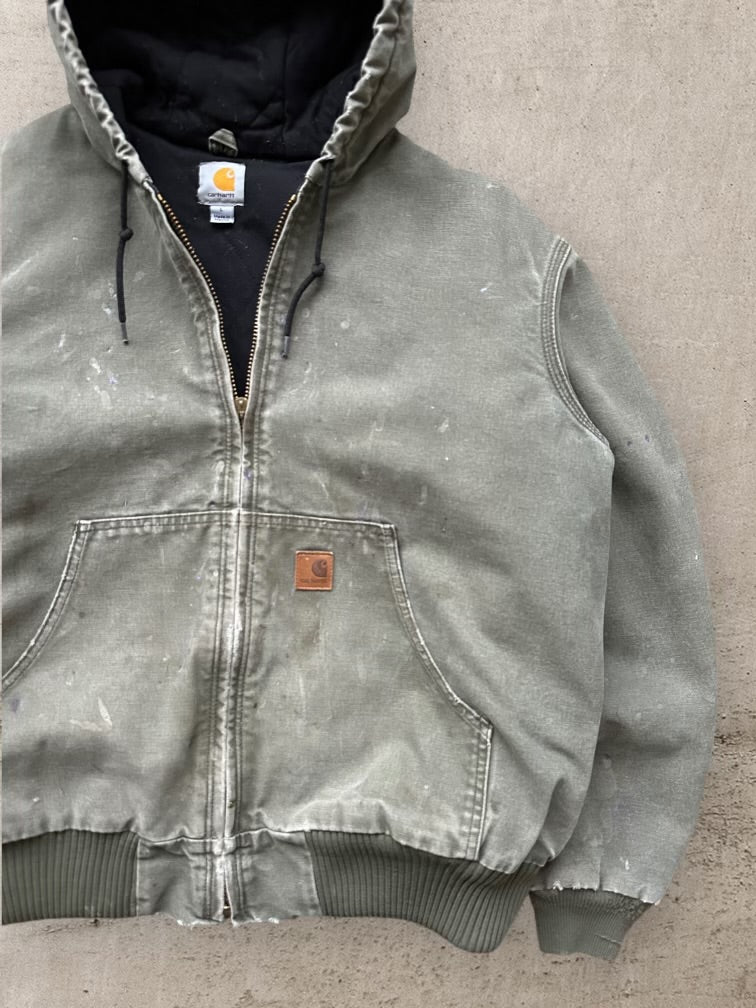 00s Carhartt Faded & Distressed Hooded Jacket - Large