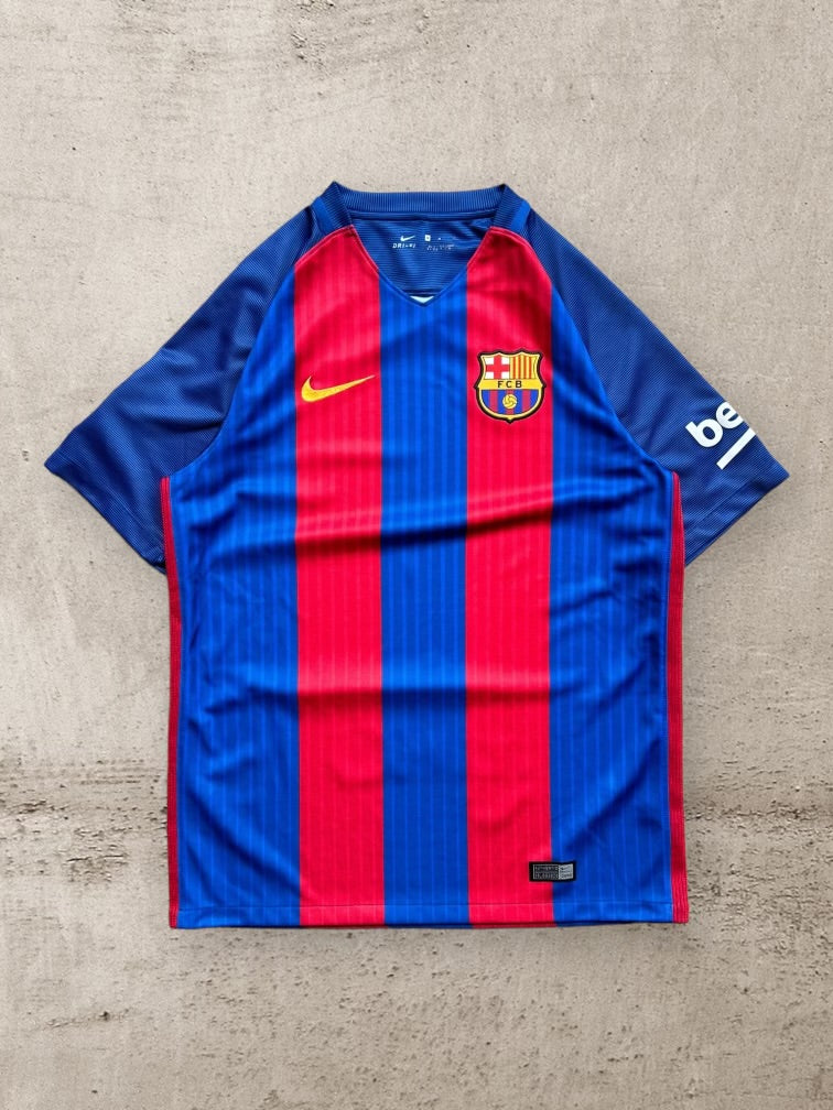 00s Nike Barcelona Striped Soccer Jersey - Medium