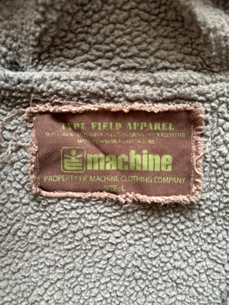 00s Machine Sherpa Lined Script Graphic Zip Up Hoodie -Large