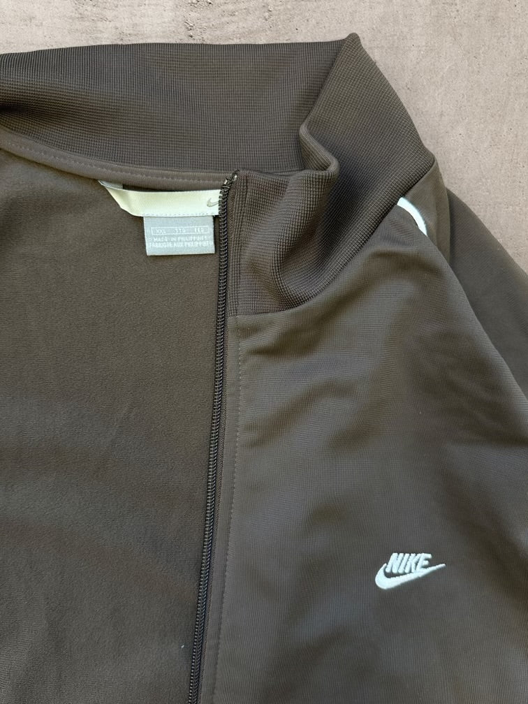 00s Nike Brown Striped Full Zip Track Jacket - XXL