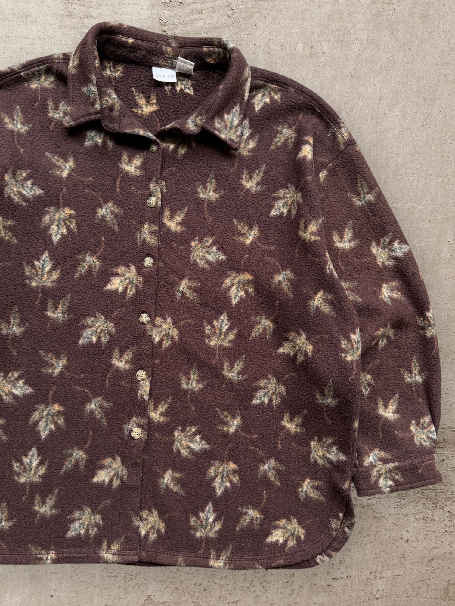 00s Cherokee Leaves Button Up Fleece - XL