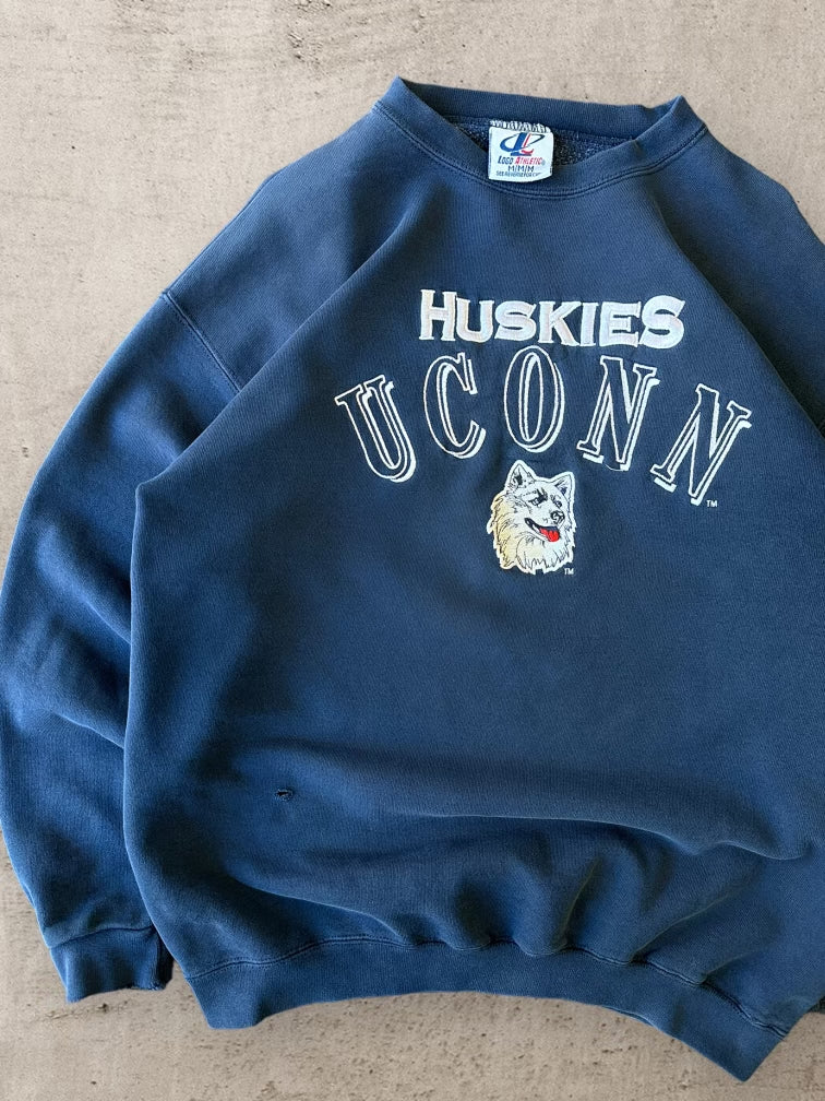 90s UCONN Huskies Embroidered Crewneck - Large