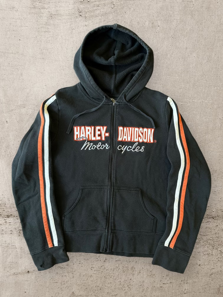 00s Harley Davidson Striped Zip Up Hoodie - Medium