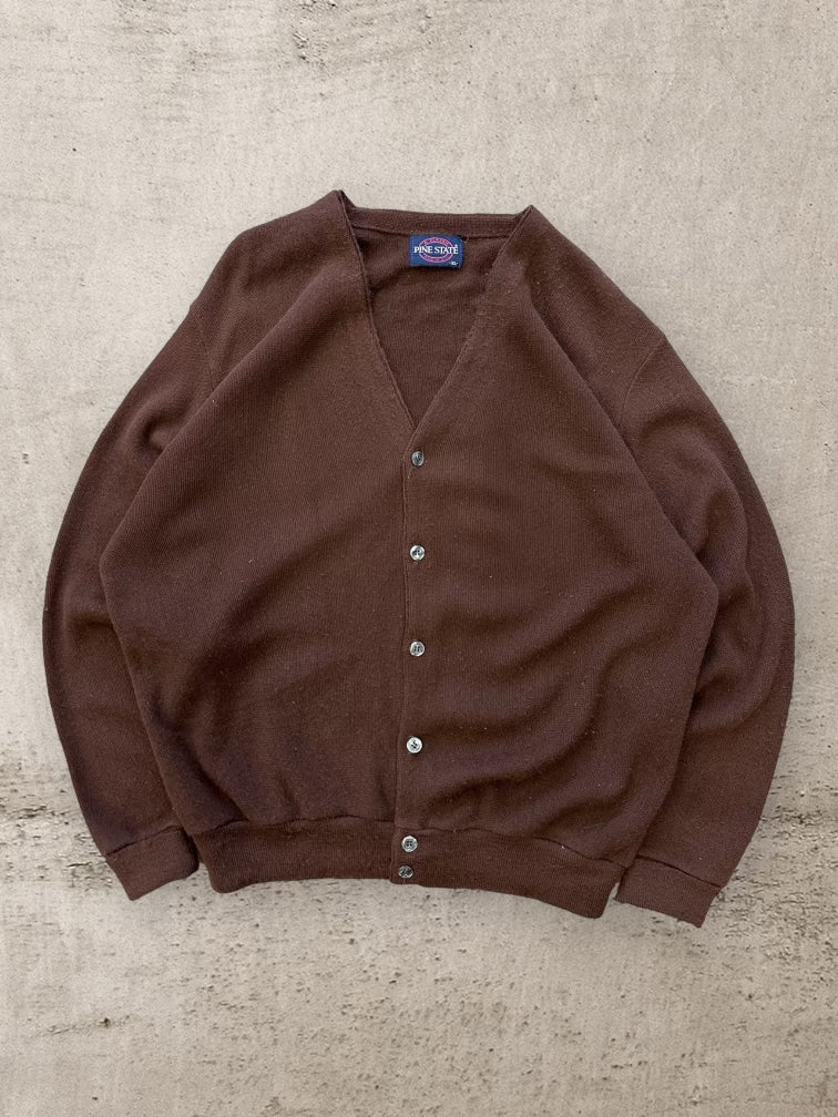 80s Pine State Brown Cardigan Sweater - XL