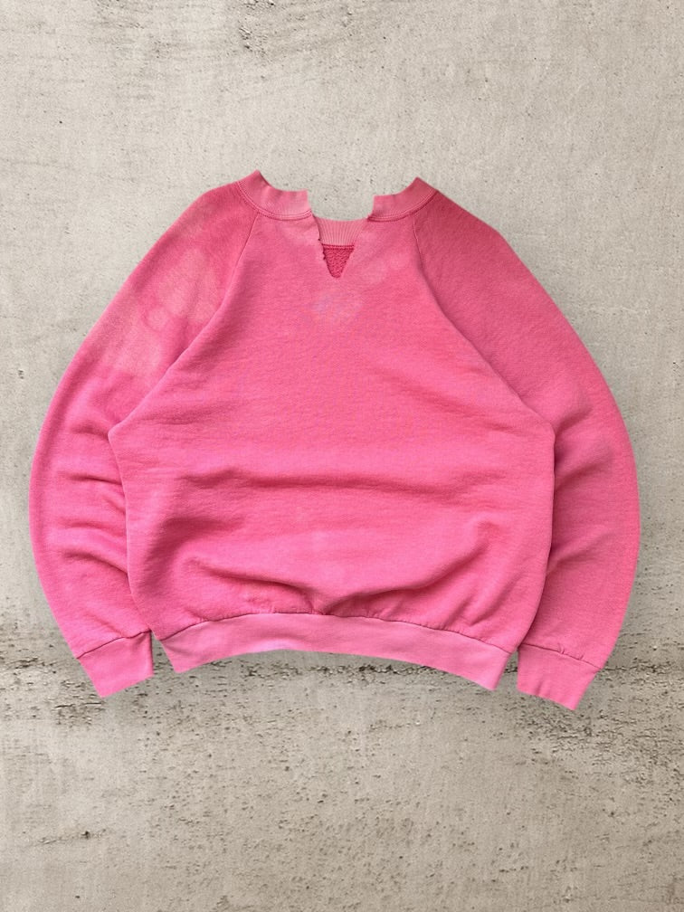 90s Faded Pink Cut Crewneck - Large