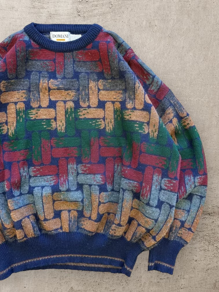 90s Domani Multicolor Knit Sweater - Large