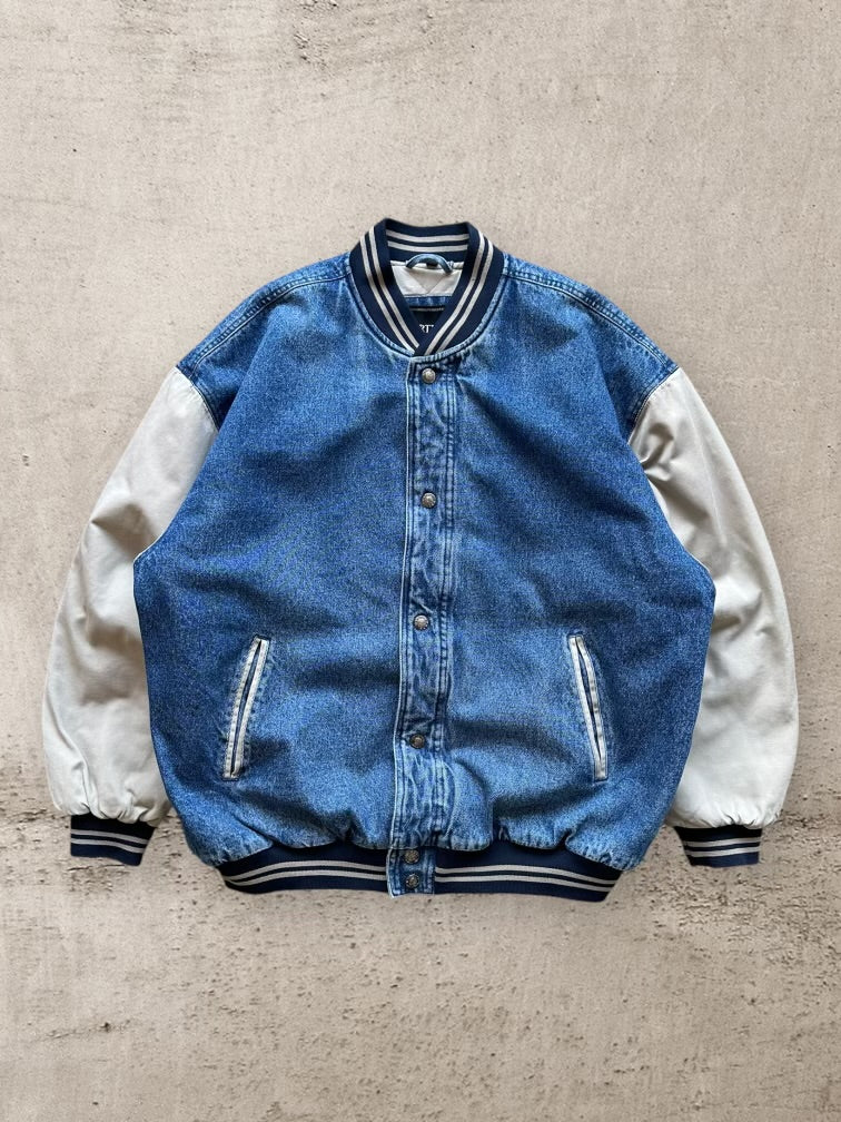 00s North Bay Denim Varsity Jacket - XL